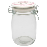 Emmaline White storage jar krukke med låg 1 l fra GreenGate - Tinashjem